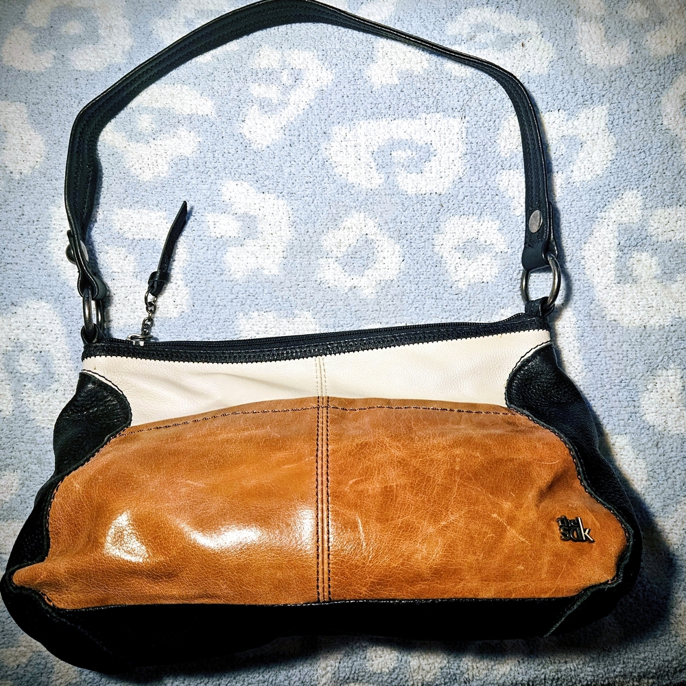 The Sak Tan, Black, and White Leather Shoulder Bag